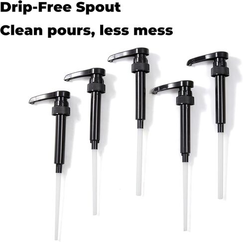 375ml Syrup Pumps, 5-Pack – Fits 12.7 oz/375 ml Bottles – Non-Drip Coffee Syrup Dispensers for Flavorings & Sauces – Cut-to-Fit Dip Tube, Smooth Mess-Free Pumping in Kuwait