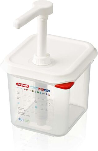 Araven Sauce Dispenser Gn 1/6 Clear 2.6 Liter Dishwasher Safe Push Pump in Saudi Arabia