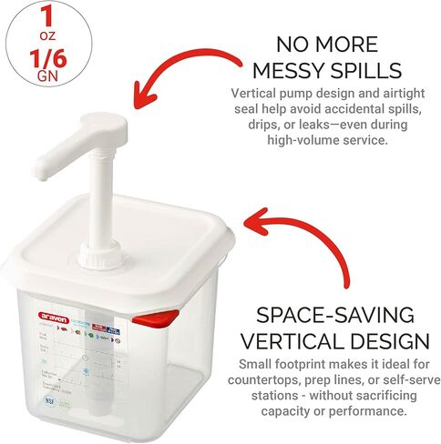 Araven Sauce Dispenser Gn 1/6 Clear 2.6 Liter Dishwasher Safe Push Pump in Saudi Arabia