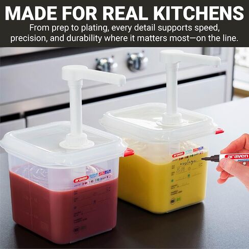 Araven Sauce Dispenser Gn 1/6 Clear 2.6 Liter Dishwasher Safe Push Pump in Saudi Arabia
