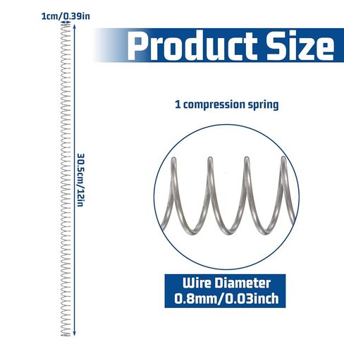 Compression Spring 304 Stainless Steel Springs for Crafts 0.8 mm Wire Diametes 305 mm Length for Repair DIY Manufacturing in Saudi Arabia
