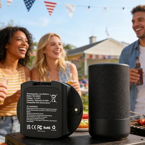 بطارية ANTIEE بقدرة 3500 مللي أمبير في الساعة لسماعات Sonos Move Bluetooth - متوافقة مع Sonos Move 2 Move 1 MOVE1US1 MOVE1US1BLK MOVE2US1 MOVE2US1BLK 111-00001 IP-03-6802-001 14.4V 50.4Wh in Saudi Arabia