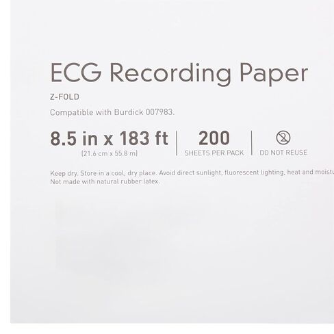 ورق تسجيل تشخيصي لتخطيط القلب، ورق حراري شبكي أحمر مع طية على شكل Z، متوافق مع أوراق المخططات الطبية Burdick 007983، 8 1/2 بوصة × 183 قدم، 200 عدد، حزمة واحدة (2000) in Kuwait