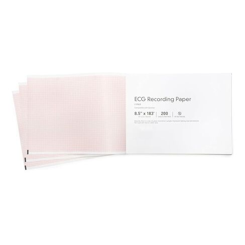ورق تسجيل تخطيط القلب، ورق تشخيصي حراري كامل الشبكة باللون الأحمر مع طية على شكل حرف Z، جودة احترافية للاستخدام الطبي، مقاس 8 1/2 بوصة × 183 قدمًا، عدد 200، حزمة واحدة in Kuwait
