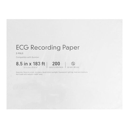 ورق تسجيل تخطيط القلب، ورق تشخيصي حراري كامل الشبكة باللون الأحمر مع طية على شكل حرف Z، جودة احترافية للاستخدام الطبي، مقاس 8 1/2 بوصة × 183 قدمًا، عدد 200، حزمة واحدة in Kuwait