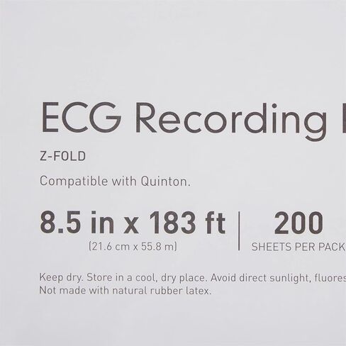 ورق تسجيل تخطيط القلب، ورق تشخيصي حراري كامل الشبكة باللون الأحمر مع طية على شكل حرف Z، جودة احترافية للاستخدام الطبي، مقاس 8 1/2 بوصة × 183 قدمًا، عدد 200، حزمة واحدة in Kuwait