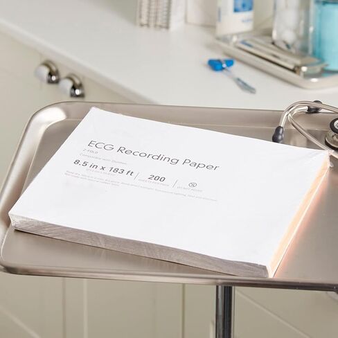 ورق تسجيل تخطيط القلب، ورق تشخيصي حراري كامل الشبكة باللون الأحمر مع طية على شكل حرف Z، جودة احترافية للاستخدام الطبي، مقاس 8 1/2 بوصة × 183 قدمًا، عدد 200، حزمة واحدة in Kuwait