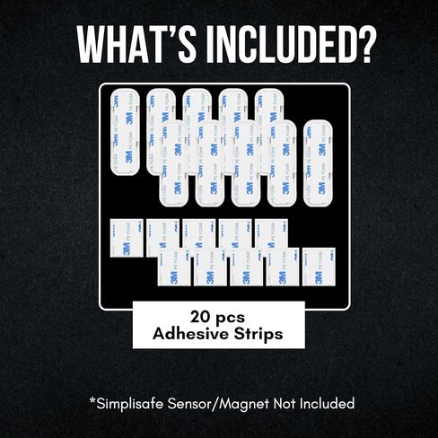لاصق مستشعر الاتصال المتوافق مع Simplisafe | تعمل وسادات استبدال شريط التثبيت المغناطيسي مع أجهزة استشعار إنذار الباب والنوافذ والجدار | سهل التركيب، بدون قطع، تقشير ولصق (10 مستشعرات + 10 جوانب مغناطيسية) in Kuwait