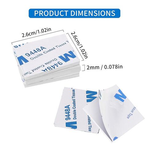 100 قطعة من وسادات لاصقة مزدوجة الجوانب، وسادات إسفنجية لاصقة فائقة اللصق، شريط تثبيت عالي التحمل مقاس 26 × 26 × 2 مم، مربع، أبيض in Kuwait