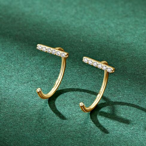 Moissanite Huggie Hoop Earrings for Women, 925 Sterling Silver Small Half Hoop Earrings, 0.20ct D-E Color Minimalist Tiny Cartilage Earring Hypoallergenic with Jewelry Box Packed in Kuwait