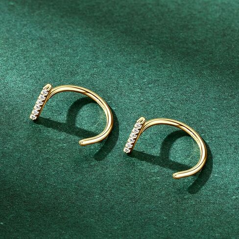 Moissanite Huggie Hoop Earrings for Women, 925 Sterling Silver Small Half Hoop Earrings, 0.20ct D-E Color Minimalist Tiny Cartilage Earring Hypoallergenic with Jewelry Box Packed in Kuwait