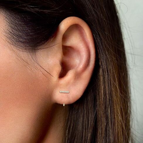 Moissanite Huggie Hoop Earrings for Women, 925 Sterling Silver Small Half Hoop Earrings, 0.20ct D-E Color Minimalist Tiny Cartilage Earring Hypoallergenic with Jewelry Box Packed in Kuwait