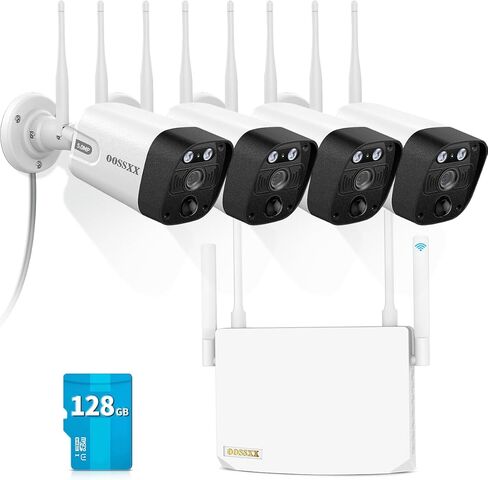 OOSSXX (4-Antennas Enchance) 2-Way Audio & 3K 5.0MP 1944P Outdoor Wireless Security Camera System PIR Detection WiFi Cameras Video Surveillance in Kuwait