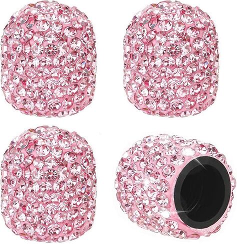 Bling Tire Valve Stem Caps 4 Pack Crystal Tire Caps Shinny Rhinestone for Women, Wheel Tire Valve, Car Accessories Universal for Cars, Trucks, SUV and Motorcycles-White in Kuwait