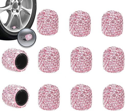 Bling Tire Valve Stem Caps 4 Pack Crystal Tire Caps Shinny Rhinestone for Women, Wheel Tire Valve, Car Accessories Universal for Cars, Trucks, SUV and Motorcycles-White in Kuwait