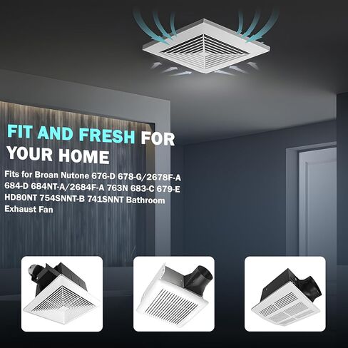 ترقية مجموعة المحرك S97015162 المتوافقة مع مراوح عادم الحمام Broan NuTone، محرك بديل Broan 678 مع مبيت 8 × 8-1/4 بوصة يناسب سلسلة HD80L 678 679 763 DX50L، 678-G 679-E 678-G/2678F-A in Kuwait