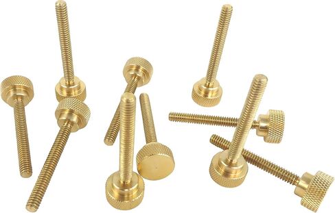 10 Pack 1/4-20 x 2 Inch Threads Solid Brass Diamond Knurled Thumb Screws Knobs with Straight Shoulders Right-Hand Threads SAE Flat Tip Uncoated (1/4-20 x 2 inch Long Threads) in Saudi Arabia