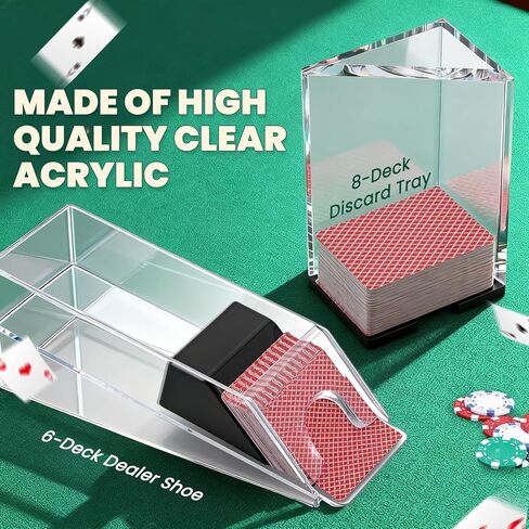 NEWTRY Blackjack Set, Complete Black Jack Set with Card Shuffler, 300pcs Chips, Poker Mat, Card Shoe, Chip Rake, Discard Tray, 8 Playing Cards, Bell, Dice, Cut Cards and 4 Buttons for Party Game Night in Saudi Arabia