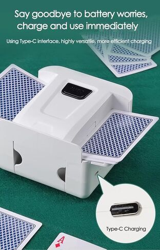 Rechargeable Automatic Card Shuffler Machine 2 Deck Portable 2000maH One-Press Electric Quiet Shuffling Small USB Type-C Playing Cards Poker, UNO, Blackjack, Skip-Bo, Phase 10, Spades, Bridge, Casino in Kuwait