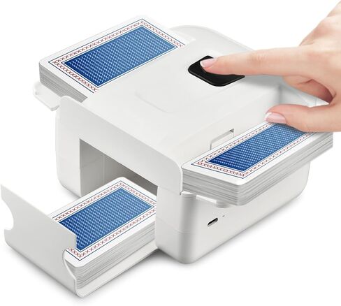 Rechargeable Automatic Card Shuffler for 1-2 Decks, Portable Low Noise Electric Shuffling Machine Automatic Card Shuffler Compatible with Poker, UNO, Blackjack, Phase 10 in Kuwait