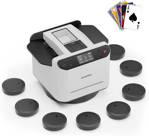 Automatic Card shuffler and Dealer 2-in-1 Machine 2026, 8 Remotes, Dealing Machine for 1-12 Players, Rotatable 180°/360°, Ultra Quiet, Rechargeable, for Board Game and Poker, Casino Card, UNO in Kuwait