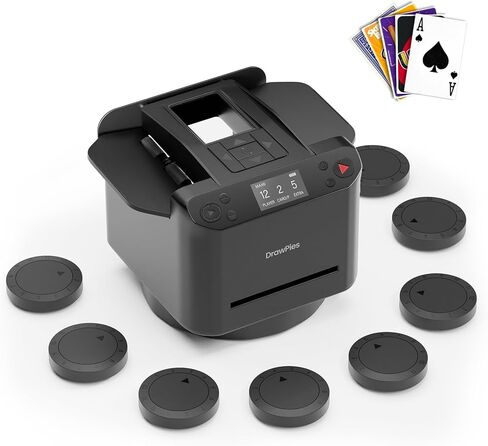 Automatic Card shuffler and Dealer 2-in-1 Machine 2026, 8 Remotes, Dealing Machine for 1-12 Players, Rotatable 180°/360°, Ultra Quiet, Rechargeable, for Board Game and Poker, Casino Card, UNO in Saudi Arabia