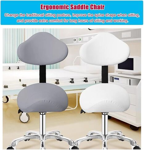 مقعد سرج قابل للتعديل بارتفاع قابل للتعديل مع مسند ظهر، كرسي طبي مريح لصحة الأسنان، منتجعات التجميل، العيادة والمكتب، مقعد من جلد البولي يوريثان، دوران 360 درجة، شديد التحمل (أخضر) in Kuwait