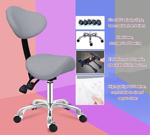 مقعد سرج قابل للتعديل بارتفاع قابل للتعديل مع مسند ظهر، كرسي طبي مريح لصحة الأسنان، منتجعات التجميل، العيادة والمكتب، مقعد من جلد البولي يوريثان، دوران 360 درجة، شديد التحمل (أخضر) in Kuwait