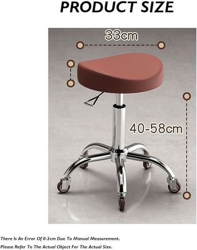 كرسي سرج مقعد دوار، ارتفاع قابل للتعديل 40-58 سم، قاعدة معدنية مريحة شديدة التحمل لمصففي الأسنان وفناني الوشم ومحترفي التجميل (أسود) in Kuwait