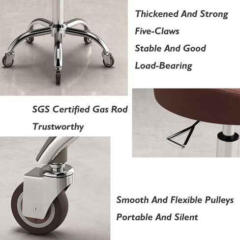 كرسي سرج مقعد دوار، ارتفاع قابل للتعديل 40-58 سم، قاعدة معدنية مريحة شديدة التحمل لمصففي الأسنان وفناني الوشم ومحترفي التجميل (أسود) in Kuwait