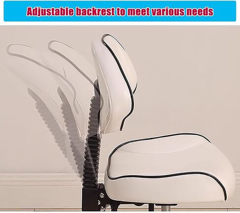 كرسي سرج مريح للأسنان مع دعم للظهر، مقعد دوار قابل للتعديل لفناني الوشم ومصففي الشعر والمهنيين الطبيين - دوران 360 درجة، أقصى تحميل 440 رطلاً in Kuwait