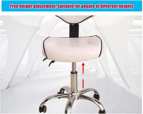 كرسي سرج مريح للأسنان مع دعم للظهر، مقعد دوار قابل للتعديل لفناني الوشم ومصففي الشعر والمهنيين الطبيين - دوران 360 درجة، أقصى تحميل 440 رطلاً in Kuwait