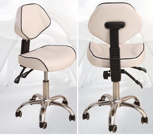 كرسي سرج مريح للأسنان مع دعم للظهر، مقعد دوار قابل للتعديل لفناني الوشم ومصففي الشعر والمهنيين الطبيين - دوران 360 درجة، أقصى تحميل 440 رطلاً in Kuwait