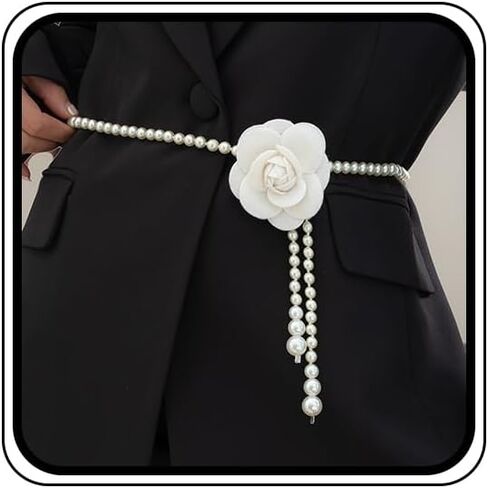White Large Flowers Pearl Bead Waist Belts for Women Fashion Floral Costume Dress Wedding Belt Bridal Formal Jewelry in Kuwait