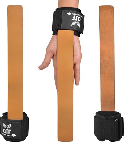 QTF Leather Lifting Wraps, Wrist Straps for Weightlifting, Wrist Support for Working Out, Bodybuilding, MMA, Powerlifting, Strength Training, Men & Women in Kuwait
