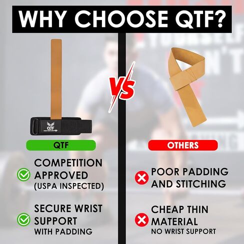 QTF Leather Lifting Wraps, Wrist Straps for Weightlifting, Wrist Support for Working Out, Bodybuilding, MMA, Powerlifting, Strength Training, Men & Women in Saudi Arabia