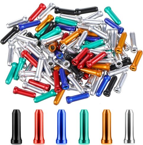 Larrel 100PCS Bike Cable End Caps, 6 Color Practical Lightweight Brake Cable Ends Aluminum Alloy Cables Caps for Bike Road Mountain in Saudi Arabia