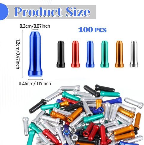 Larrel 100PCS Bike Cable End Caps, 6 Color Practical Lightweight Brake Cable Ends Aluminum Alloy Cables Caps for Bike Road Mountain in Saudi Arabia