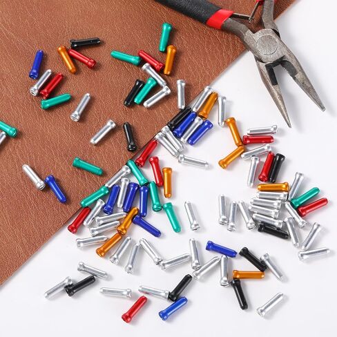 Larrel 100PCS Bike Cable End Caps, 6 Color Practical Lightweight Brake Cable Ends Aluminum Alloy Cables Caps for Bike Road Mountain in Saudi Arabia