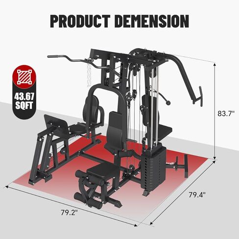 محطة تمرين بنظام الصالة الرياضية المنزلية متعددة الوظائف، آلة سميث مع كومة أثقال 100 رطل، جهاز ضغط الساق، محطة LAT لتدريب الجسم بالكامل (محطة الصالة الرياضية المنزلية) in Kuwait