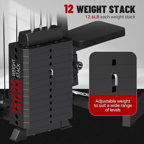 محطة تمرين بنظام الصالة الرياضية المنزلية متعددة الوظائف، آلة سميث مع كومة أثقال 100 رطل، جهاز ضغط الساق، محطة LAT لتدريب الجسم بالكامل (محطة الصالة الرياضية المنزلية) in Kuwait