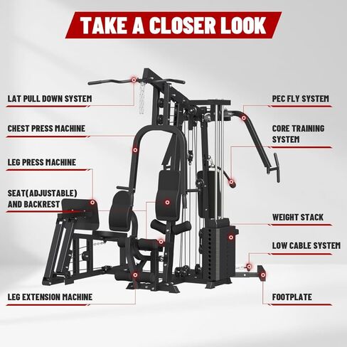 محطة تمرين بنظام الصالة الرياضية المنزلية متعددة الوظائف، آلة سميث مع كومة أثقال 100 رطل، جهاز ضغط الساق، محطة LAT لتدريب الجسم بالكامل (محطة الصالة الرياضية المنزلية) in Kuwait