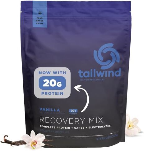 Tailwind Nutrition Recovery Mix, 20 Grams Complete Protein, Carbohydrates, and Electrolytes Powder Drink Mix for Post-Workout, Free of Gluten, Soy, and Dairy, Vegan, 12 Servings, Chocolate in Saudi Arabia