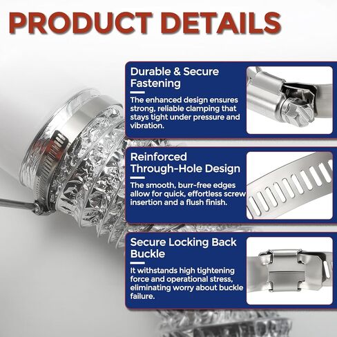 12Pcs Stainless Steel Hose Clamps, Adjustable 1-4/5" to 2-3/4" (46-70mm) Heavy Duty Worm Gear Hose Clamp Assortment Kit, Metal Fuel Line Clamping for Radiator, Dryer Vent in Kuwait