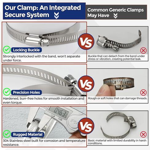 12Pcs Stainless Steel Hose Clamps, Adjustable 1-4/5" to 2-3/4" (46-70mm) Heavy Duty Worm Gear Hose Clamp Assortment Kit, Metal Fuel Line Clamping for Radiator, Dryer Vent in Kuwait