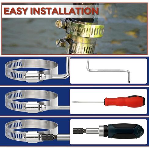 12Pcs Stainless Steel Hose Clamps, Adjustable 1-4/5" to 2-3/4" (46-70mm) Heavy Duty Worm Gear Hose Clamp Assortment Kit, Metal Fuel Line Clamping for Radiator, Dryer Vent in Kuwait