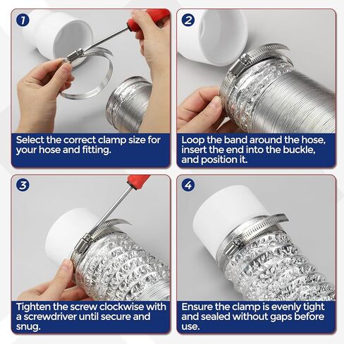 12Pcs Stainless Steel Hose Clamps, Adjustable 1-4/5" to 2-3/4" (46-70mm) Heavy Duty Worm Gear Hose Clamp Assortment Kit, Metal Fuel Line Clamping for Radiator, Dryer Vent in Kuwait