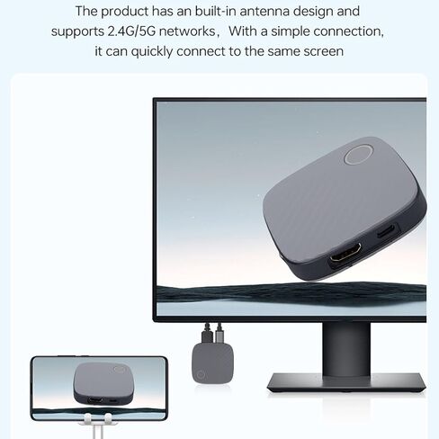 Wireless HD Display Dongle Adapter, 4K 1080P Dual Band 2.4 5GHz Large Screen Projection 10m Range Video Streaming with Type C Wireless Display Adapter for Smartphone Laptops in Kuwait