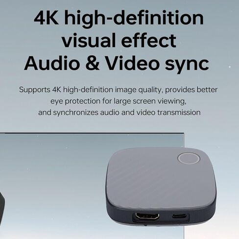 Wireless HD Display Dongle Adapter, 4K 1080P Dual Band 2.4 5GHz Large Screen Projection 10m Range Video Streaming with Type C Wireless Display Adapter for Smartphone Laptops in Kuwait