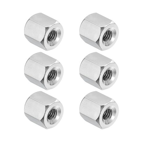 PATIKIL M6 x 1-Pitch 304 Stainless Steel Hex Coupling Nuts, 6Pcs 50mm/ 2" Length Coarse Fully Threaded Rod Coupling Nut Studding Connector Fasteners, Silver Tone in Saudi Arabia